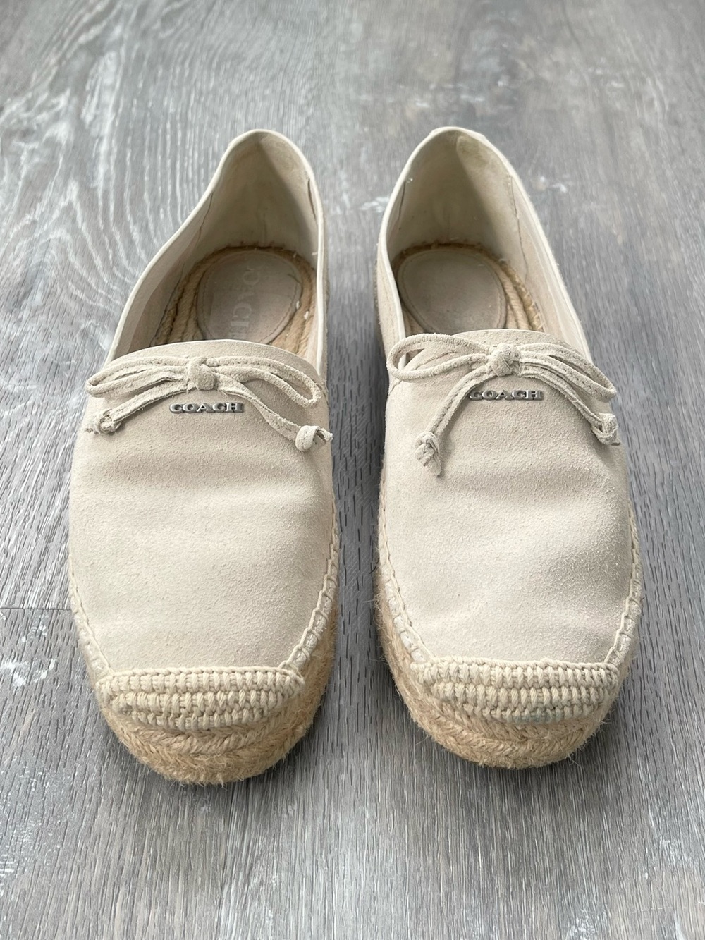 Coach Rae Cream Suede Espadrille Flats Size 6B